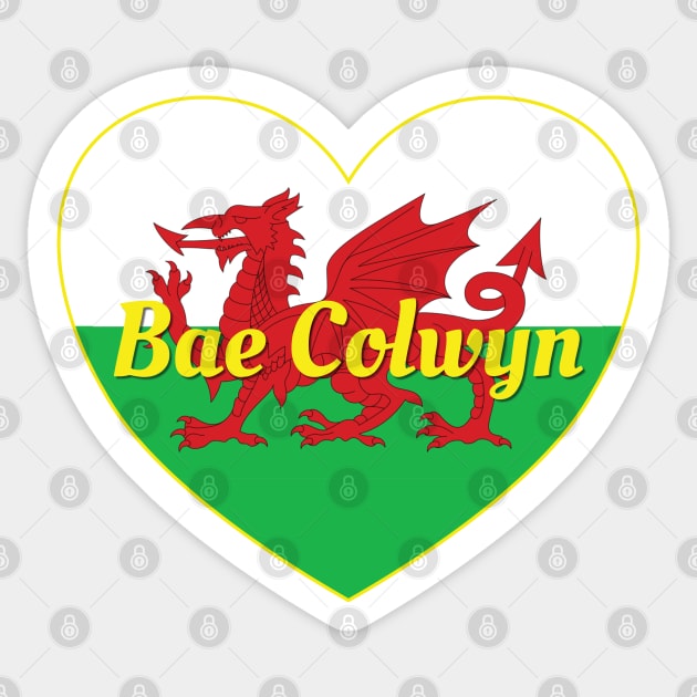 Bae Colwyn Cymru UK Baner Cymru Heart Sticker by DPattonPD